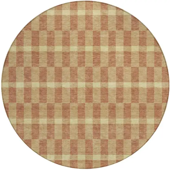 8' Gold And Copper Round Geometric Washable Indoor Outdoor Area Rug Photo 2