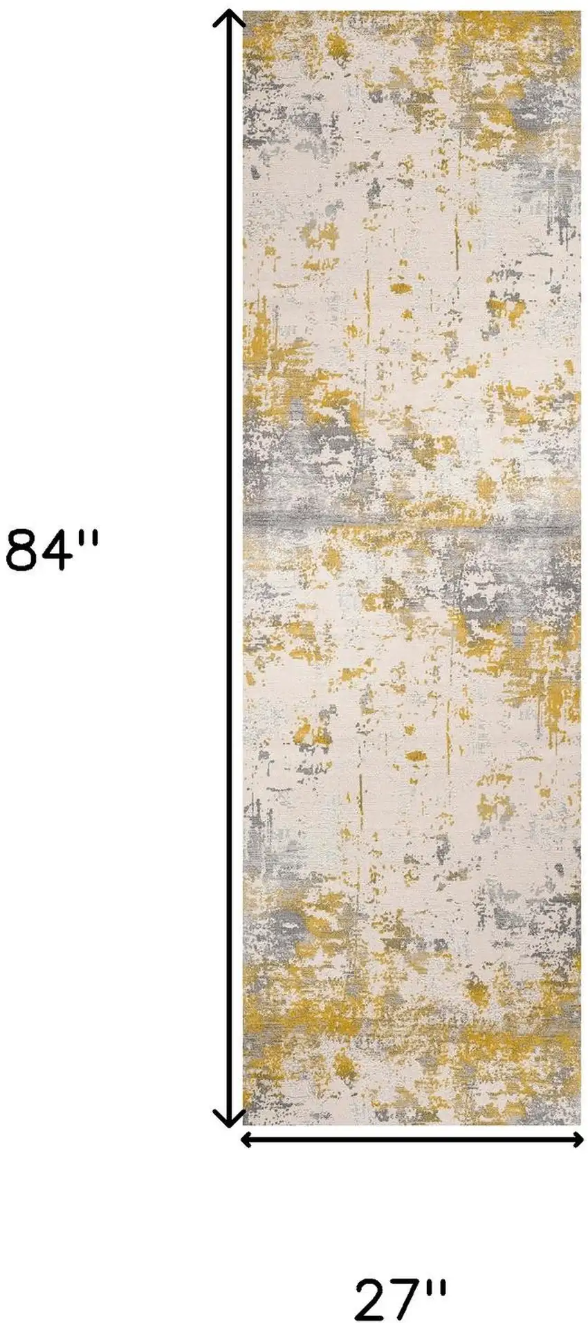 7' Gold And Gray Abstract Runner Rug Photo 3