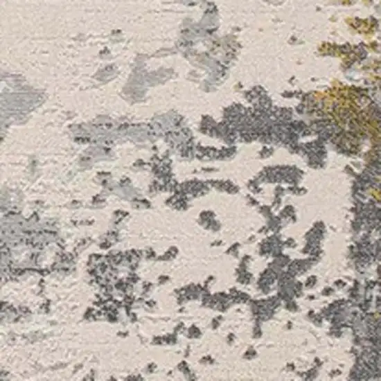 7' Gold And Gray Abstract Runner Rug Photo 5