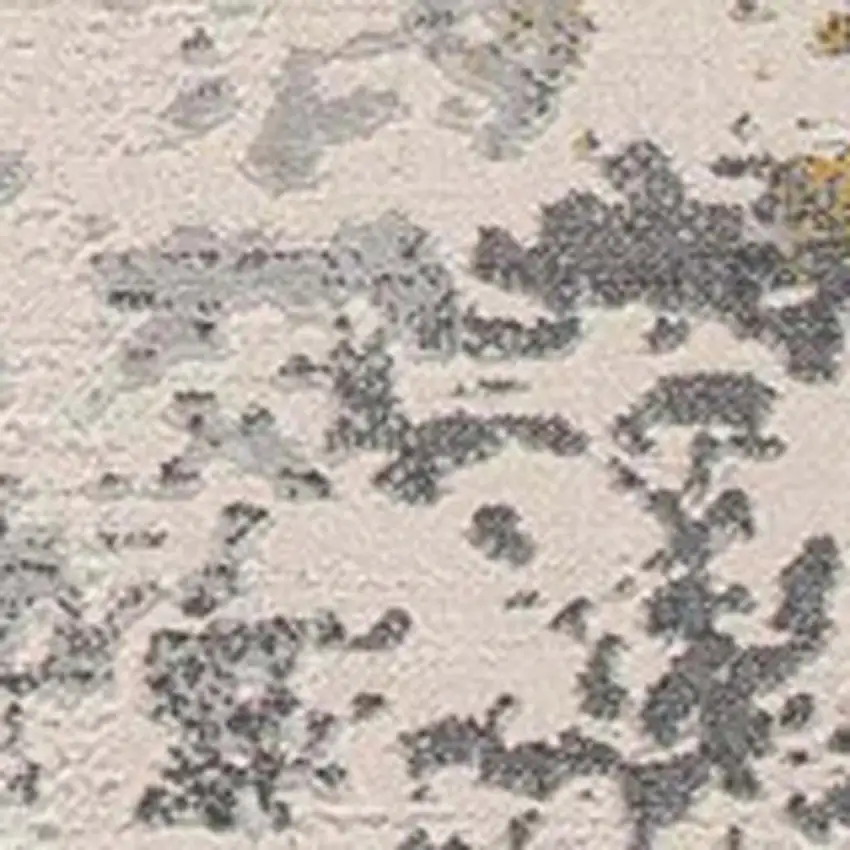 7' Gold And Gray Abstract Runner Rug Photo 4