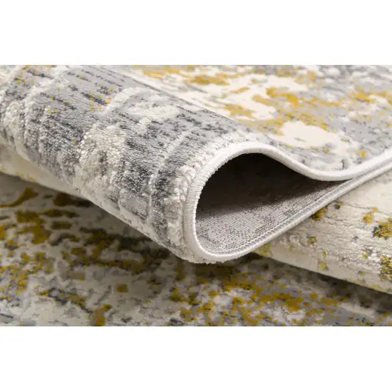 14' Gold And Gray Abstract Runner Rug Photo 9