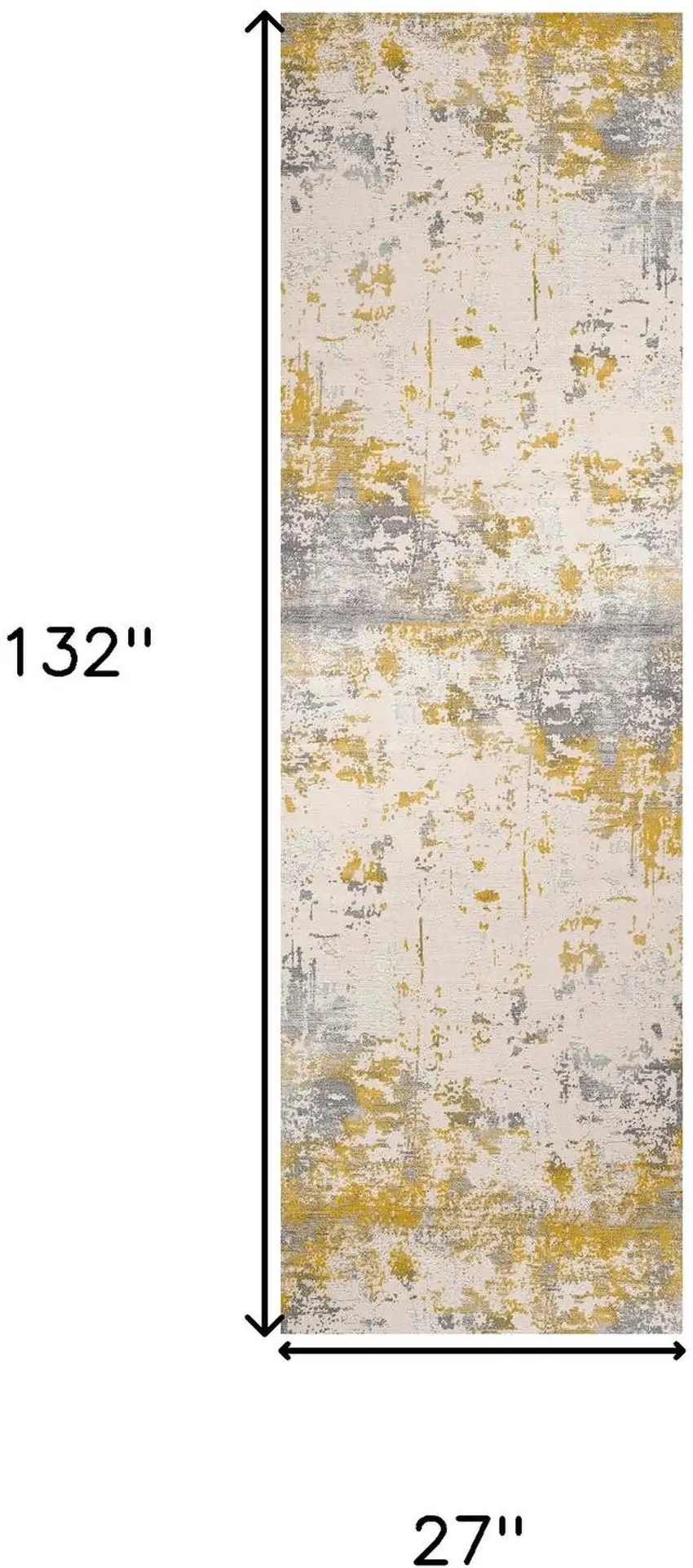11' Gold And Gray Abstract Runner Rug Photo 3