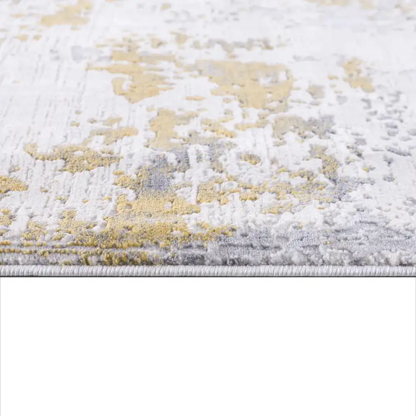 11' Gold And Gray Abstract Runner Rug Photo 8