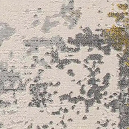 11' Gold And Gray Abstract Runner Rug Photo 4