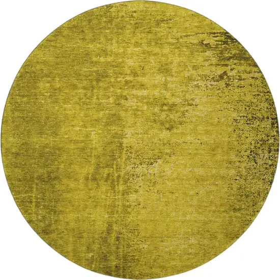 8' Gold And Gray Abstract Washable Round Rug With UV Protection Photo 4