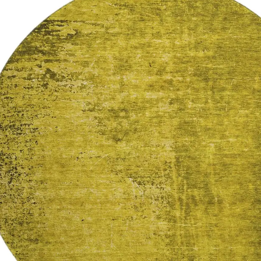 8' Gold And Gray Abstract Washable Round Rug With UV Protection Photo 3