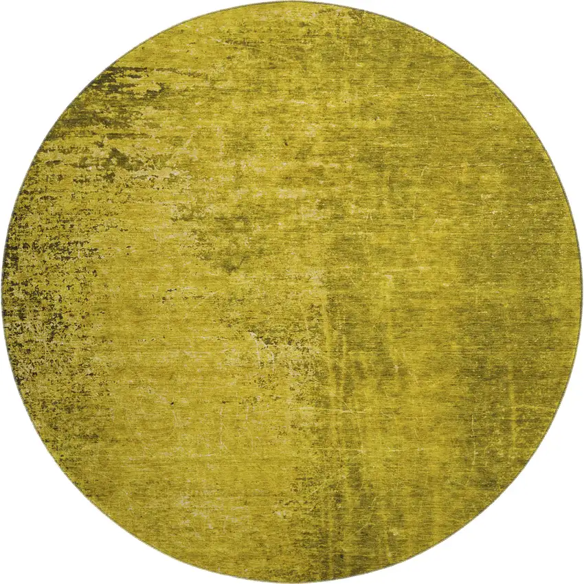 8' Gold And Gray Abstract Washable Round Rug With UV Protection Photo 1