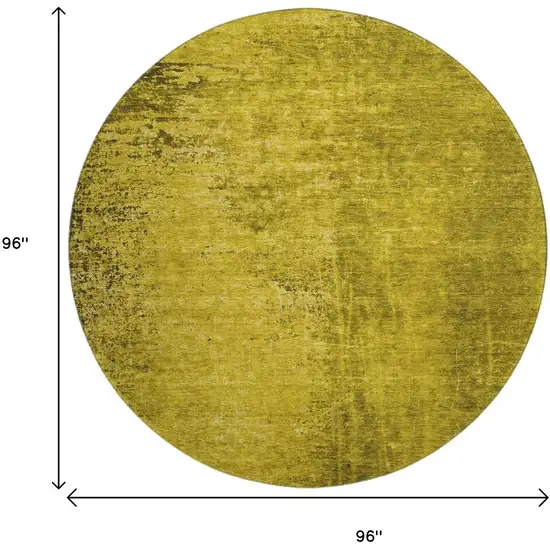 8' Gold And Gray Abstract Washable Round Rug With UV Protection Photo 9