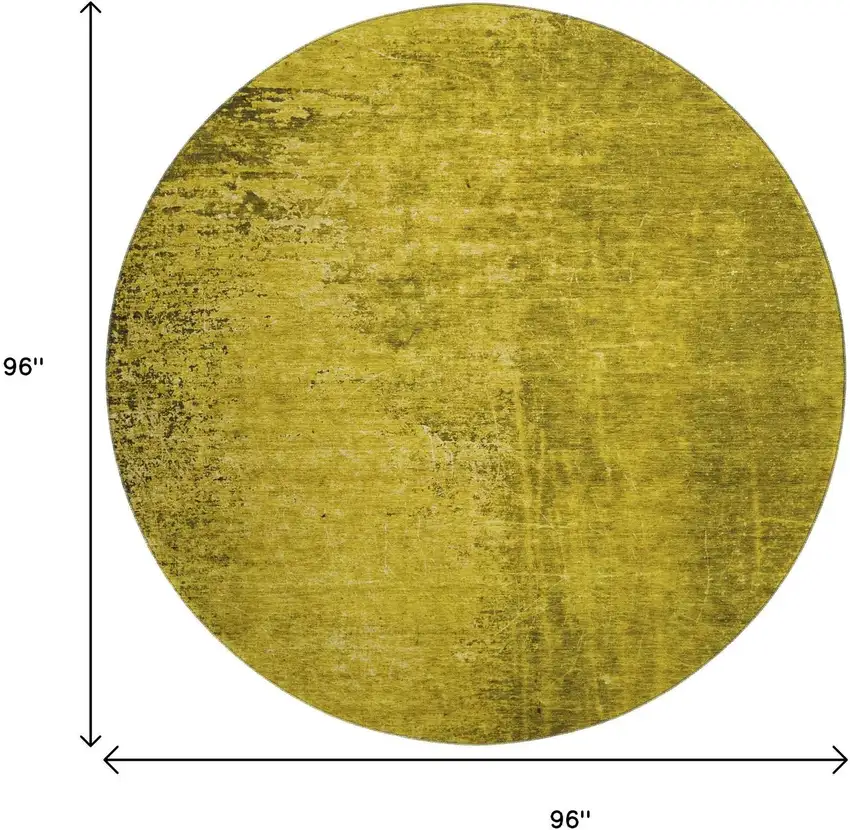 8' Gold And Gray Abstract Washable Round Rug With UV Protection Photo 9