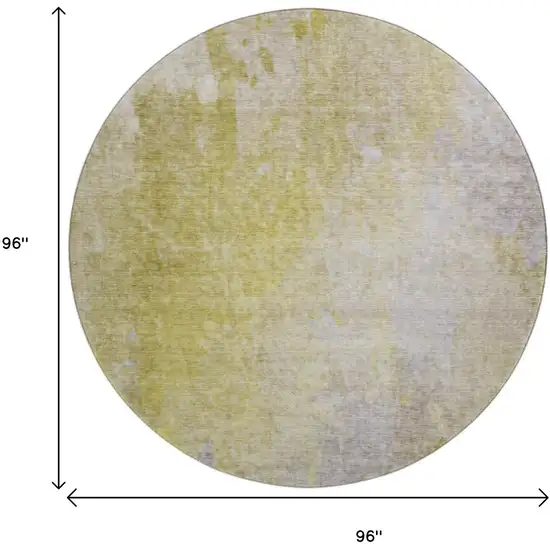 8' Gold And Gray Abstract Washable Round Rug With UV Protection Photo 9