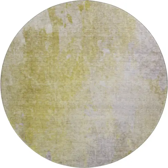 8' Gold And Gray Abstract Washable Round Rug With UV Protection Photo 1