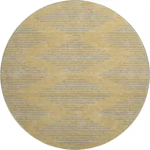 Photo of 8' Gold And Gray Geometric Washable Round Rug With UV Protection