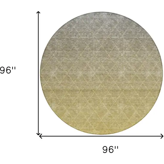 8' Gold And Gray Round Geometric Washable Indoor Outdoor Area Rug Photo 6