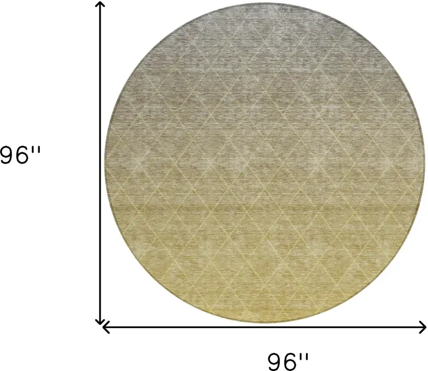 8' Gold And Gray Round Geometric Washable Indoor Outdoor Area Rug Photo 6