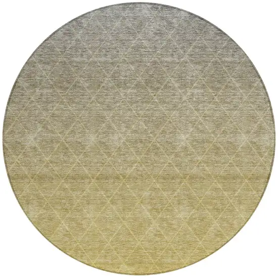8' Gold And Gray Round Geometric Washable Indoor Outdoor Area Rug Photo 3