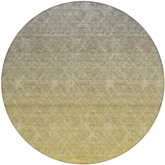 8' Gold And Gray Round Geometric Washable Indoor Outdoor Area Rug Photo 1