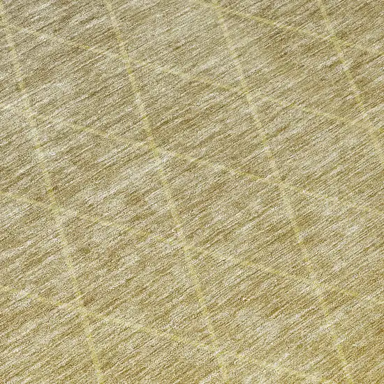 8' Gold And Gray Round Geometric Washable Indoor Outdoor Area Rug Photo 7