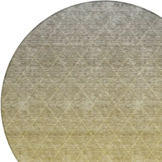 8' Gold And Gray Round Geometric Washable Indoor Outdoor Area Rug Photo 2