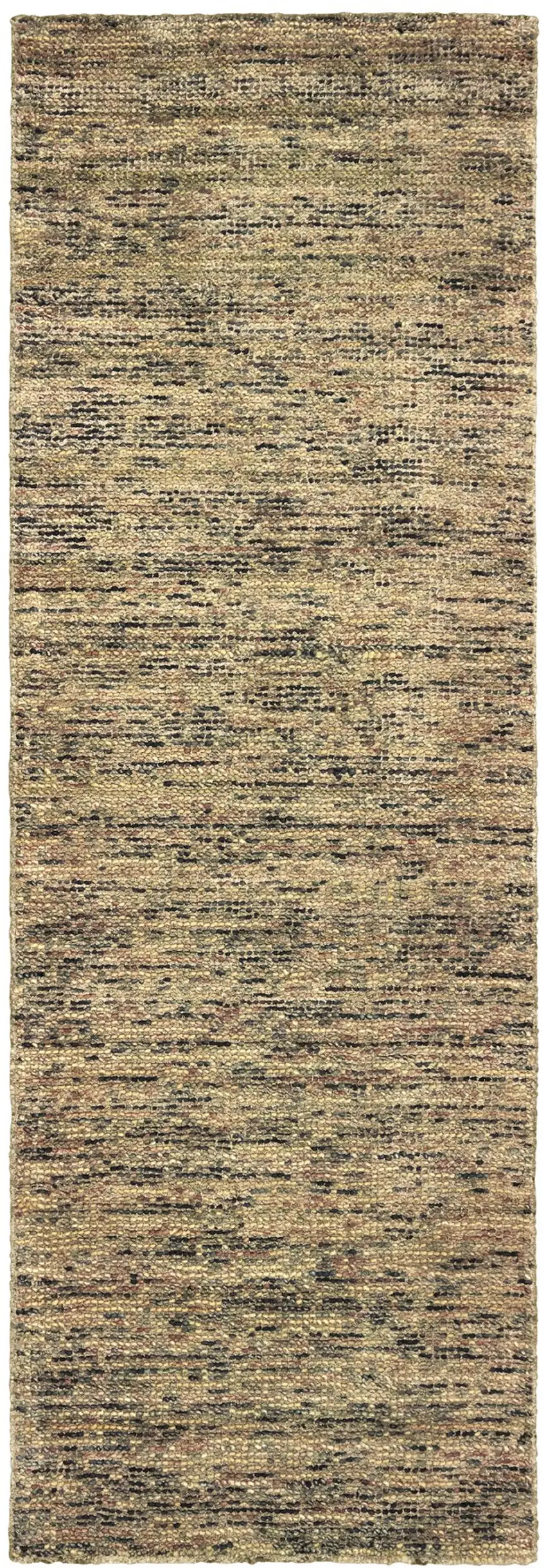 8' Gold And Green Hand Tufted Runner Rug Photo 2