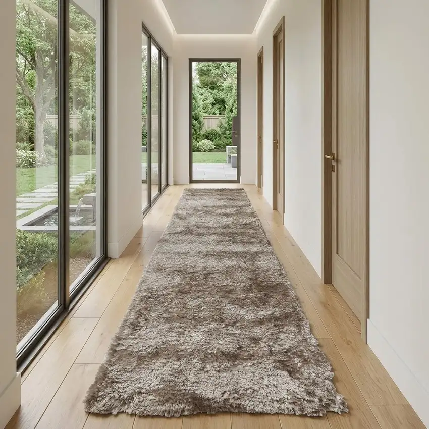 10' Gold And Green Shag Hand Tufted Area Rug Photo 1