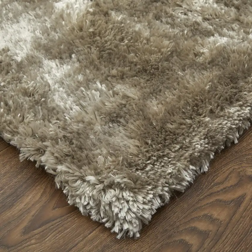 10' Gold And Green Shag Hand Tufted Area Rug Photo 3