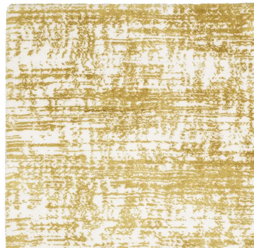 8' Gold And Ivory Abstract Runner Rug Photo 7