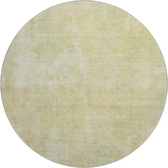 8' Gold And Ivory Abstract Washable Round Rug With UV Protection Photo 1