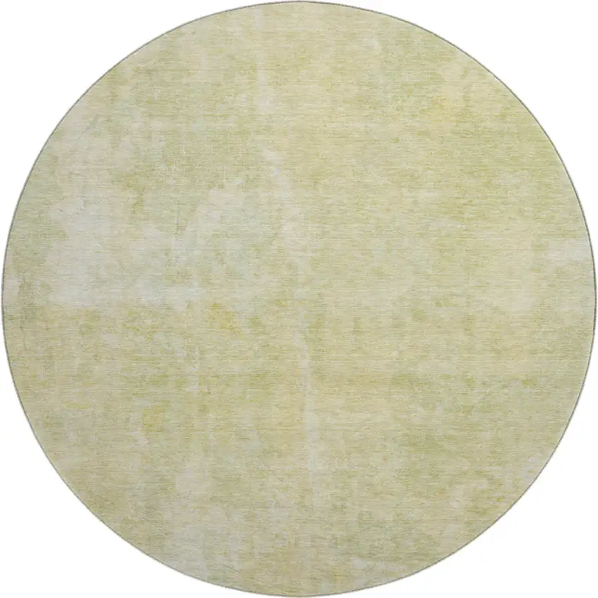 8' Gold And Ivory Abstract Washable Round Rug With UV Protection Photo 1