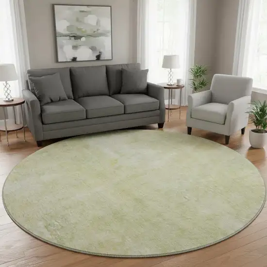 8' Gold And Ivory Abstract Washable Round Rug With UV Protection Photo 2