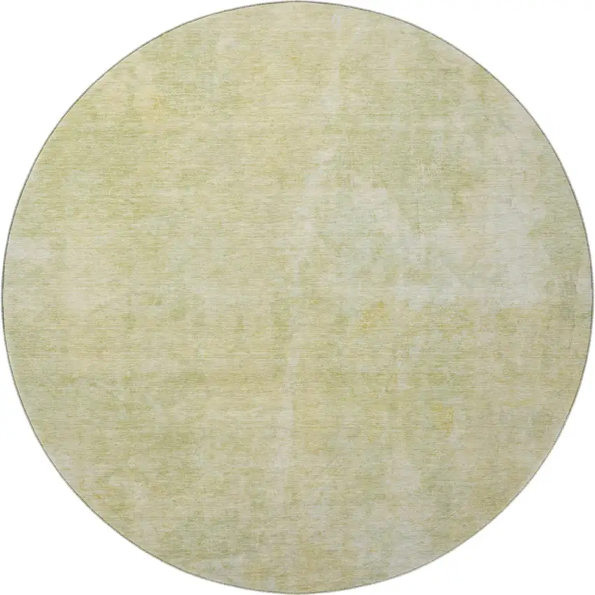 8' Gold And Ivory Abstract Washable Round Rug With UV Protection Photo 3