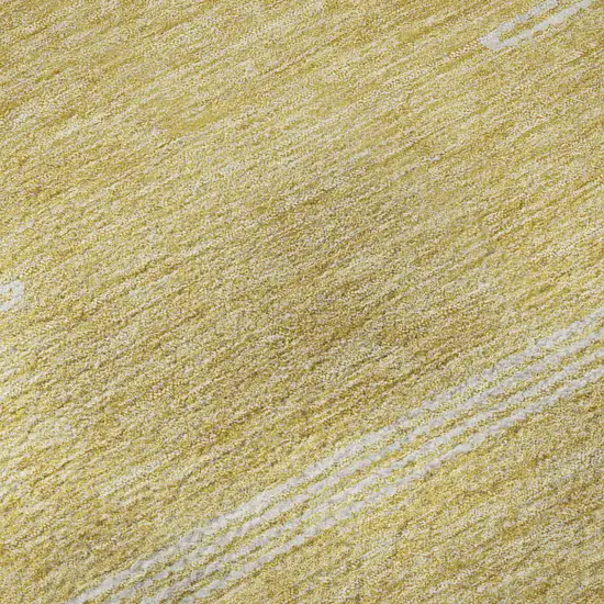 8' Gold And Ivory Abstract Washable Round Rug With UV Protection Photo 9