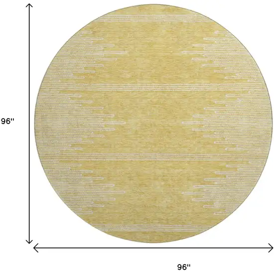 8' Gold And Ivory Abstract Washable Round Rug With UV Protection Photo 3