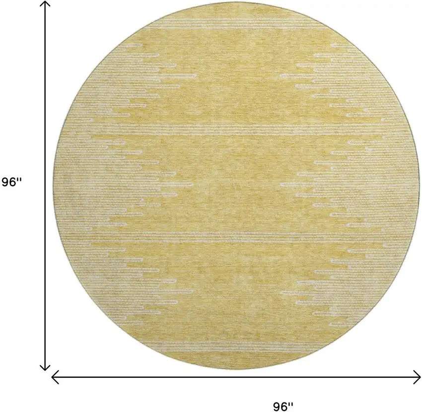 8' Gold And Ivory Abstract Washable Round Rug With UV Protection Photo 3