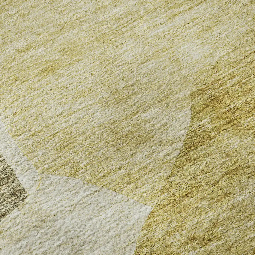 8' Gold And Ivory Abstract Washable Round Rug With UV Protection Photo 8