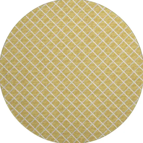 8' Gold And Ivory Geometric Washable Round Rug With UV Protection Photo 4