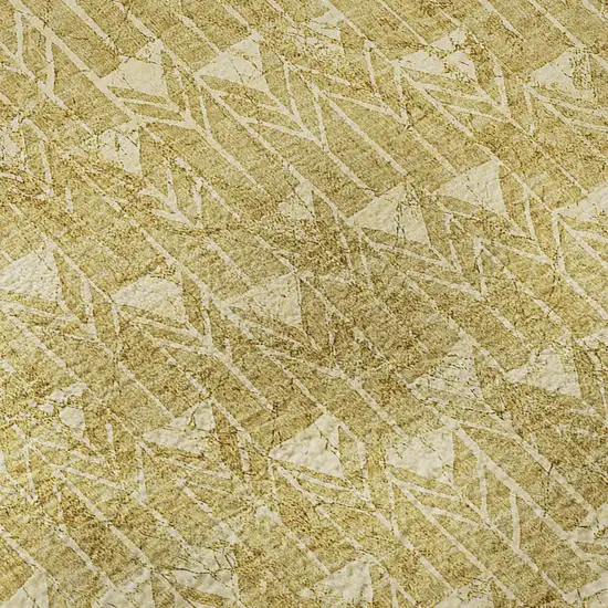 8' Gold And Ivory Geometric Washable Round Rug With UV Protection Photo 9