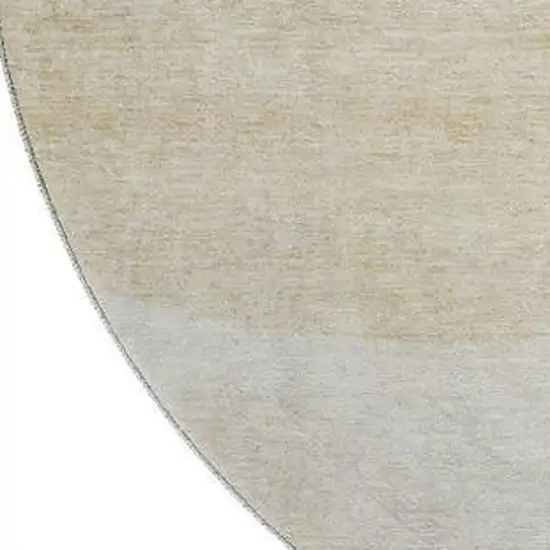 8' Gold And Ivory Geometric Washable Round Rug With UV Protection Photo 3