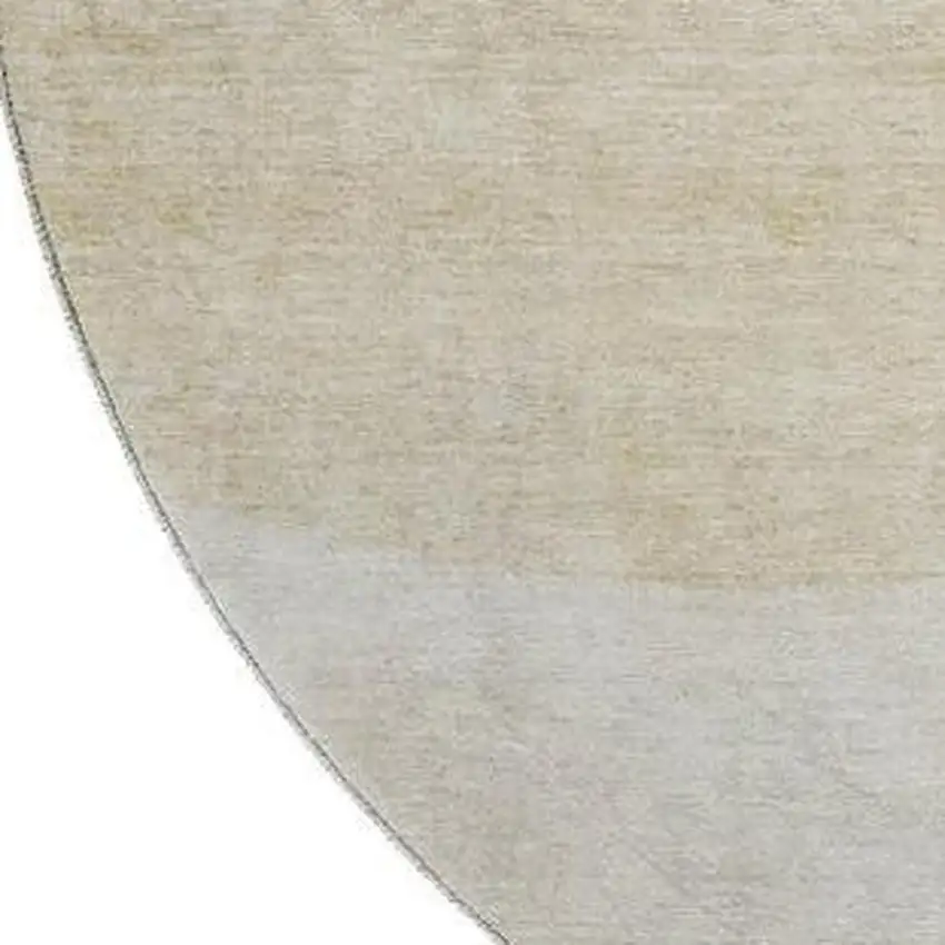 8' Gold And Ivory Geometric Washable Round Rug With UV Protection Photo 3