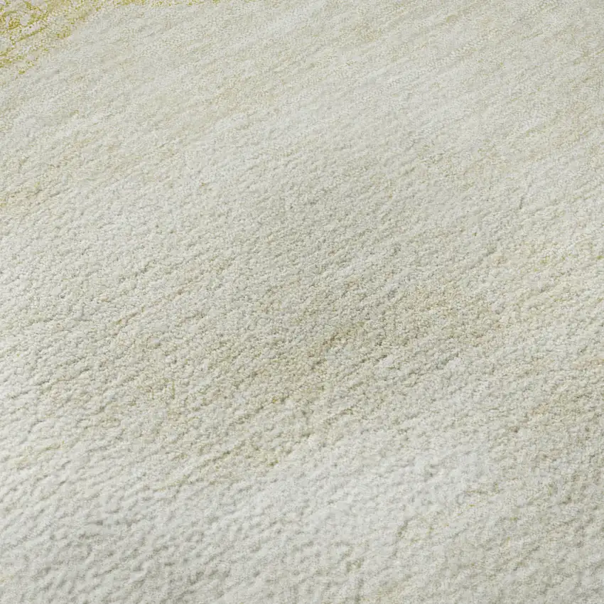 8' Gold And Ivory Geometric Washable Round Rug With UV Protection Photo 9