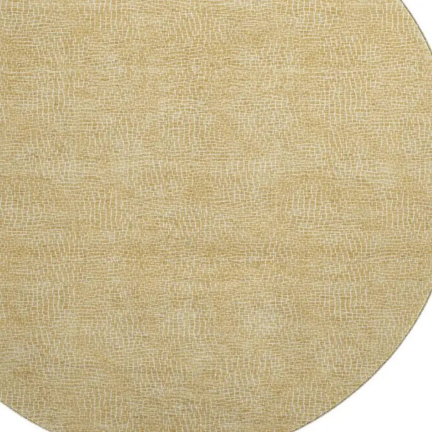 8' Gold And Ivory Geometric Washable Round Rug With UV Protection Photo 2