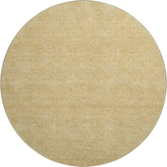 8' Gold And Ivory Geometric Washable Round Rug With UV Protection Photo 1