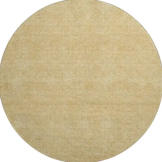 8' Gold And Ivory Geometric Washable Round Rug With UV Protection Photo 3
