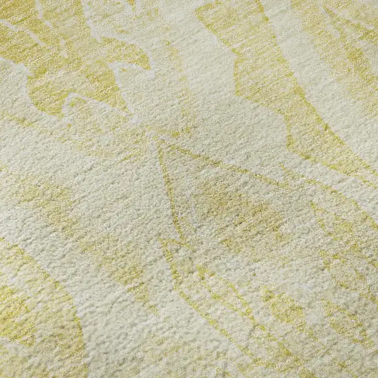 8' Gold And Ivory Moroccan Washable Round Rug With UV Protection Photo 9