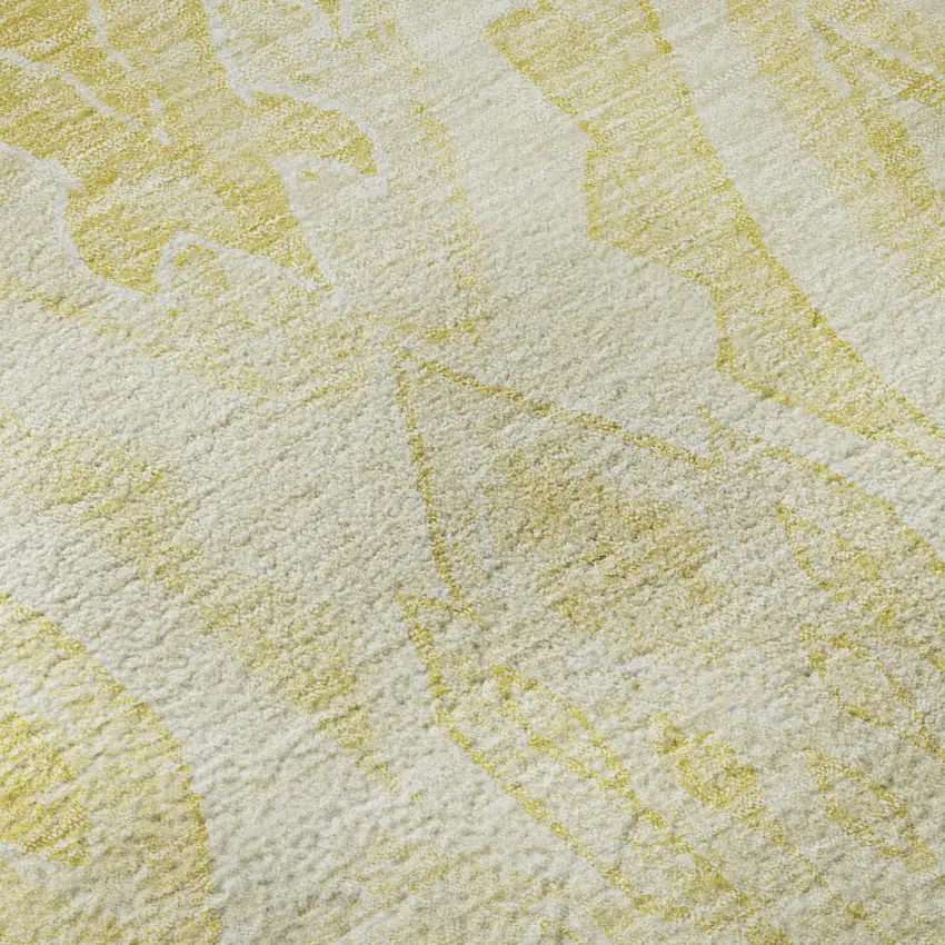 8' Gold And Ivory Moroccan Washable Round Rug With UV Protection Photo 9