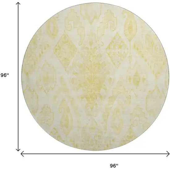 8' Gold And Ivory Moroccan Washable Round Rug With UV Protection Photo 3