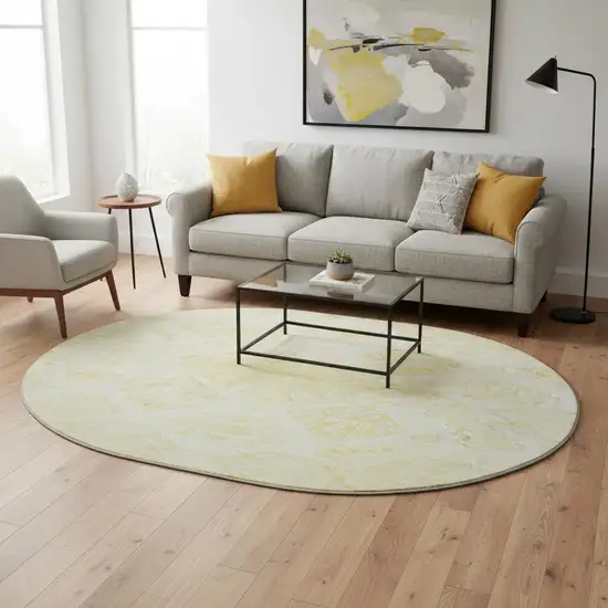 8' Gold And Ivory Moroccan Washable Round Rug With UV Protection Photo 2