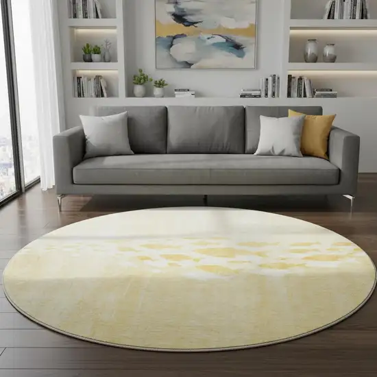 8' Gold And Ivory Nautical Washable Round Rug With UV Protection Photo 2