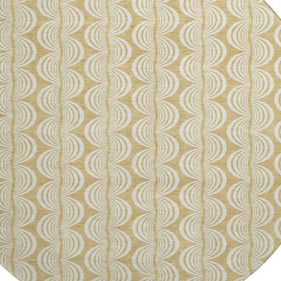 8' Gold And Ivory Ogee Washable Round Rug With UV Protection Photo 2