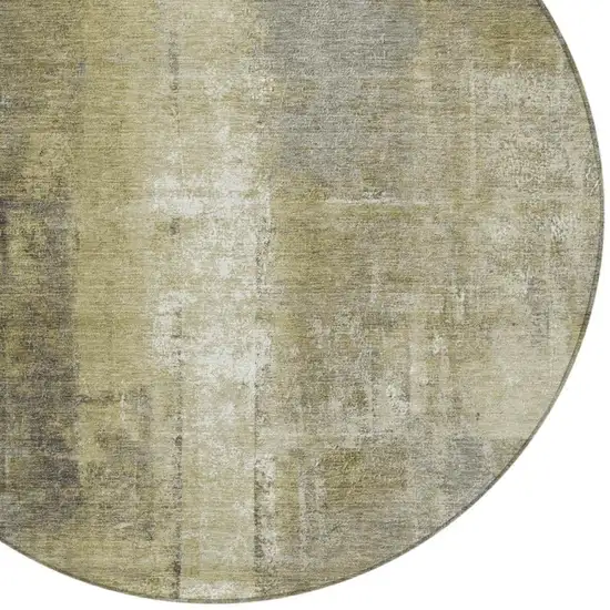 8' Gold And Ivory Round Abstract Washable Indoor Outdoor Area Rug Photo 8