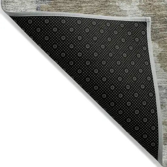 8' Gold And Ivory Round Abstract Washable Indoor Outdoor Area Rug Photo 9